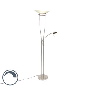 Modern floor lamp steel incl. LED and dimmer - Lexus