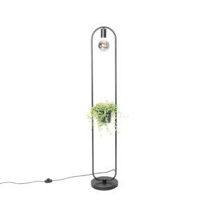 Modern floor lamp black with glass 25 cm - Roslini