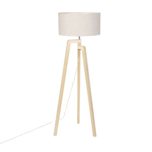 Floor lamp tripod wood with pepper shade 50 cm - Puros