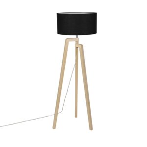 Modern floor lamp wood with black shade 45 cm - Puros