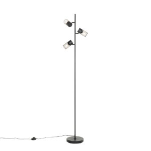 Industrial floor lamp black 3 lights - Jim