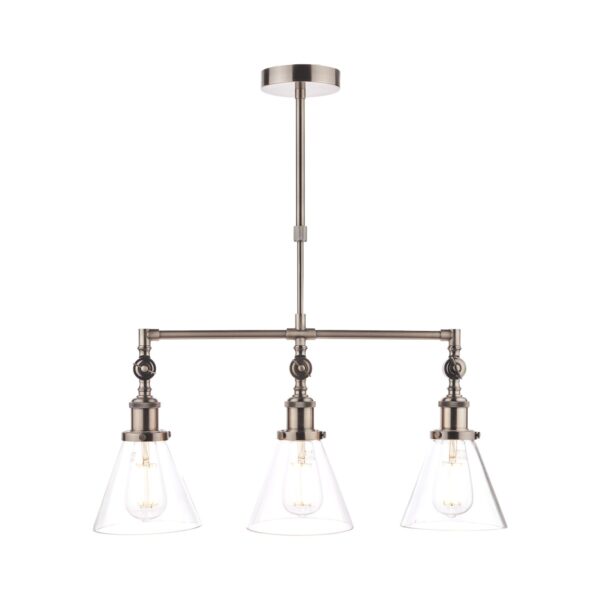 Laura Ashley Isaac 3 Light Bar Pendant Ceiling Light in Industrial Nickel