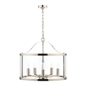 Laura Ashley Harrington 5 Light Ceiling Lantern In Polished Nickel Finish