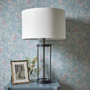 Laura Ashley Harrington Large Glass Table Lamp In Matt Black With Shade LA3756425-Q