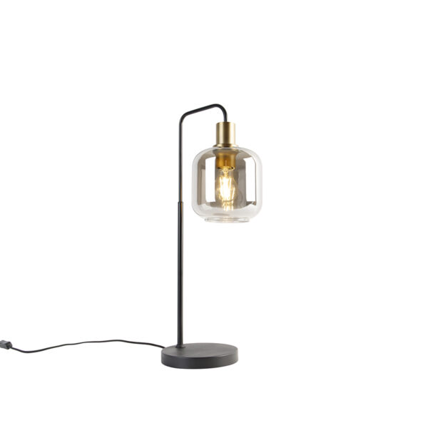 Smart table lamp black with gold and smoke glass incl. WiFi A60 - Zuzanna