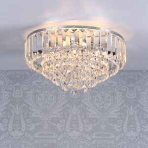 Laura Ashley Vienna 3 Light Crystal Flush Ceiling Light In Polished Chrome Finish