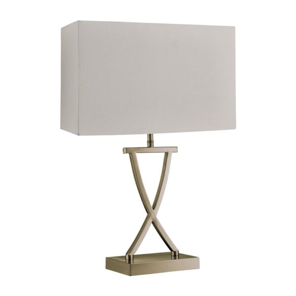 Club White Faux Silk Shade Table Lamp In Antique Brass