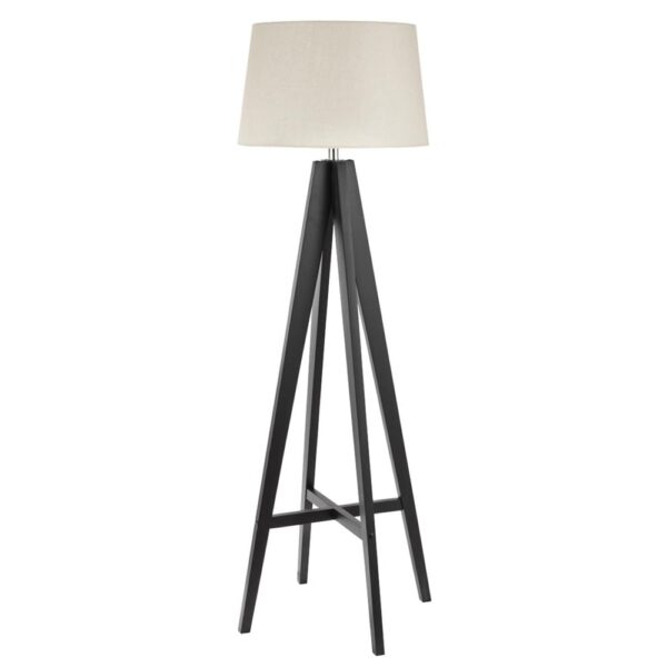 Easel Cream Fabric Shade Floor Lamp With Dark Wood Base