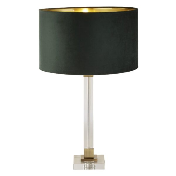 Scarborough Green Velvet Shade Table Lamp In Crystal Base