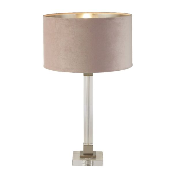 Scarborough Pink Velvet Shade Table Lamp In Crystal Base