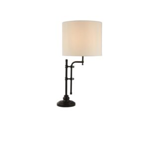 Munich Natural Linen Shade Table Lamp In Matt Black