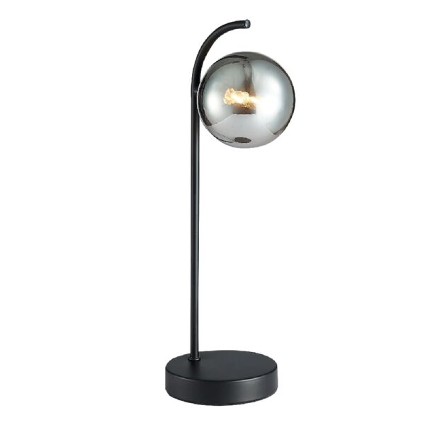 Otley Smoked Globe Table Lamp In Matt Black