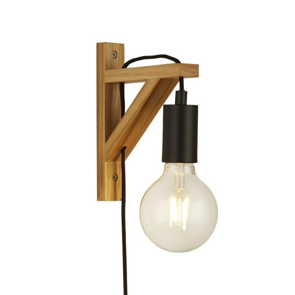 Woody Natural Table Lamp In Matt Black