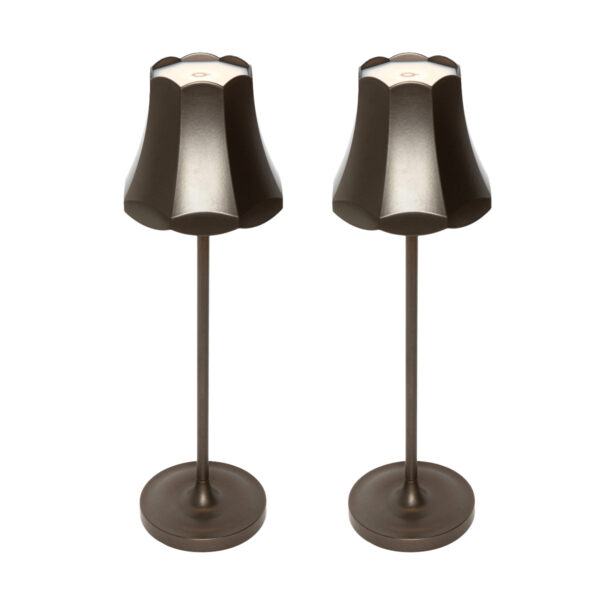 Set of 2 Retro Table Lamps Dark Bronze Rechargeable IP44 - Granny