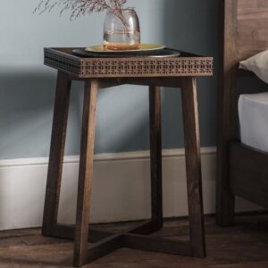 Bahia Wooden Square Bedside Table In Brown