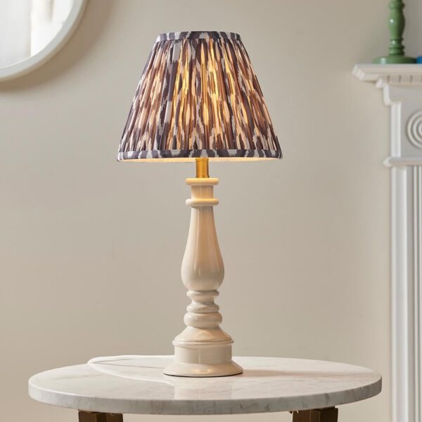 Laredo Pearl Grey 25cm Shade Resin Table Lamp In Almond White