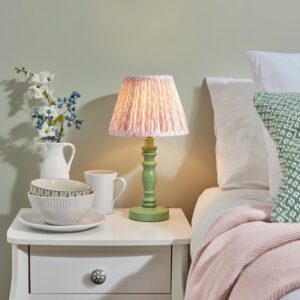 Lincoln Peachy Keen 20cm Shade Wood Table Lamp In Cotswold Green