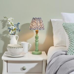 Lincoln Pearl Grey 16cm Shade Wood Table Lamp In Cotswold Green