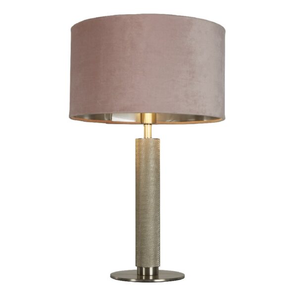 London Pink Velvet Shade Table Lamp In Satin Silver