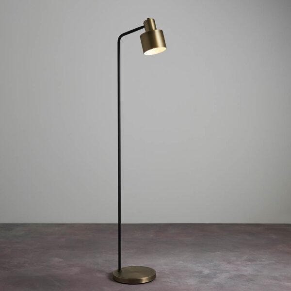 Mosinee Metal Floor Lamp In Matt Antique Brass And Matt Black