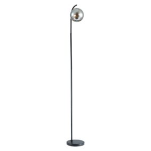 Otley Smoked Globe Floor Lamp In Matt Black