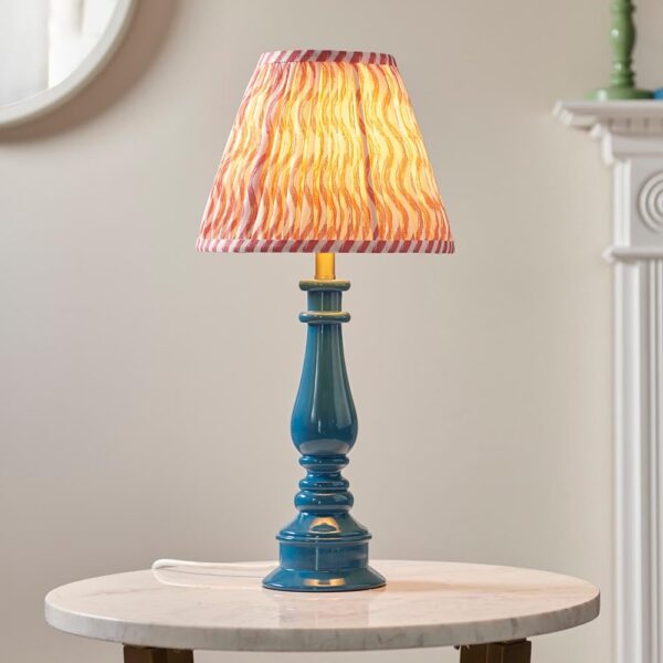 Riyadh Coral Pink 25cm Shade Resin Table Lamp In Marlin Blue