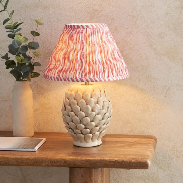 Riyadh Coral Pink 30cm Shade Large Ceramic Table Lamp In Ivory