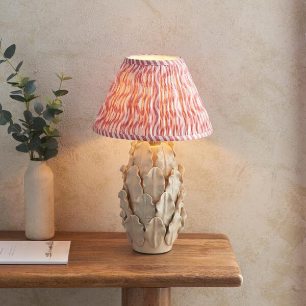 Riyadh Coral Pink 30cm Shade Small Ceramic Table Lamp In Ivory