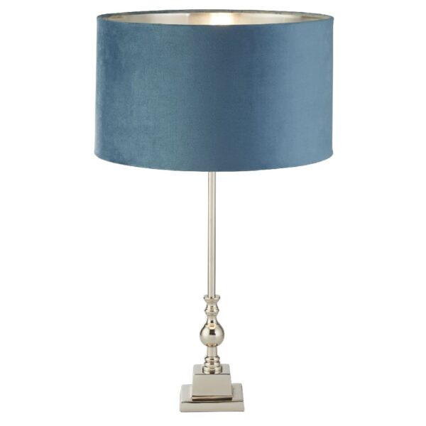 Whitby Teal Velvet Shade Table Lamp In Chrome